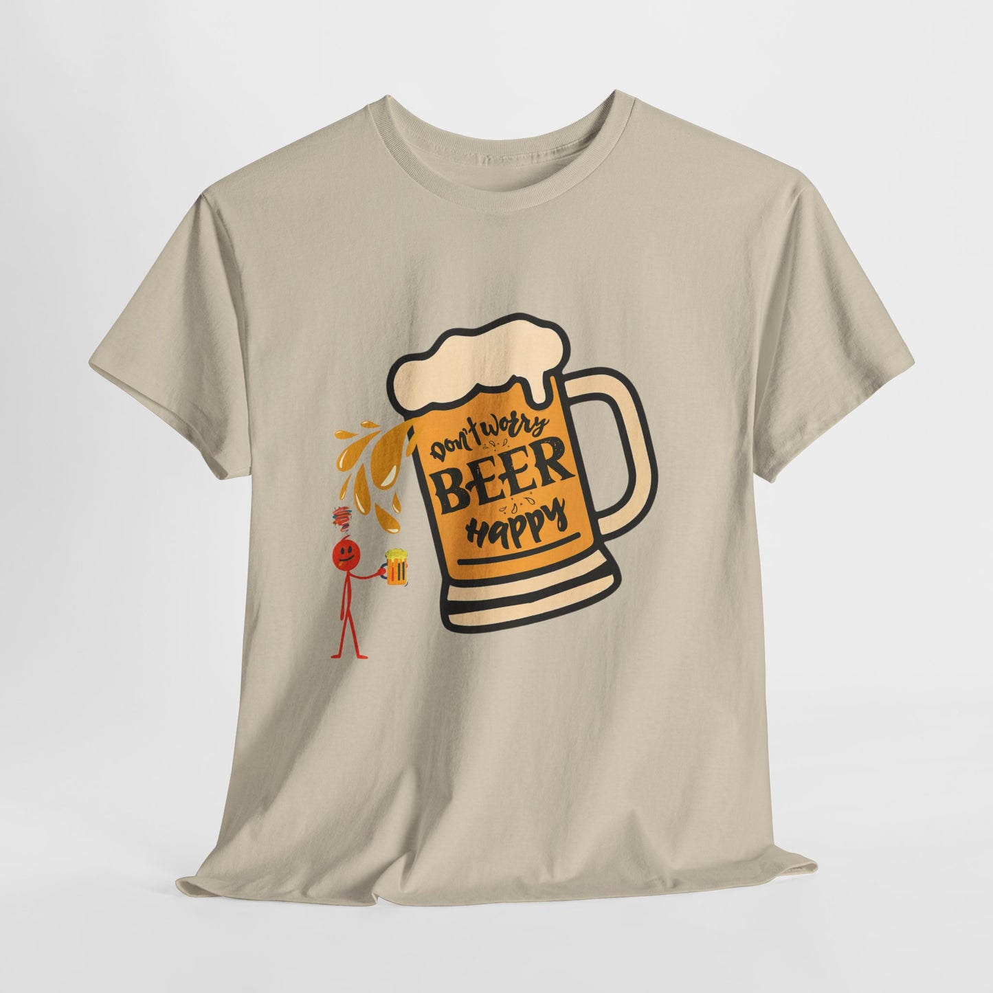 Beer Mug T‑Shirt — 'Don't Worry Beer Happy' Funny Drinking Tee