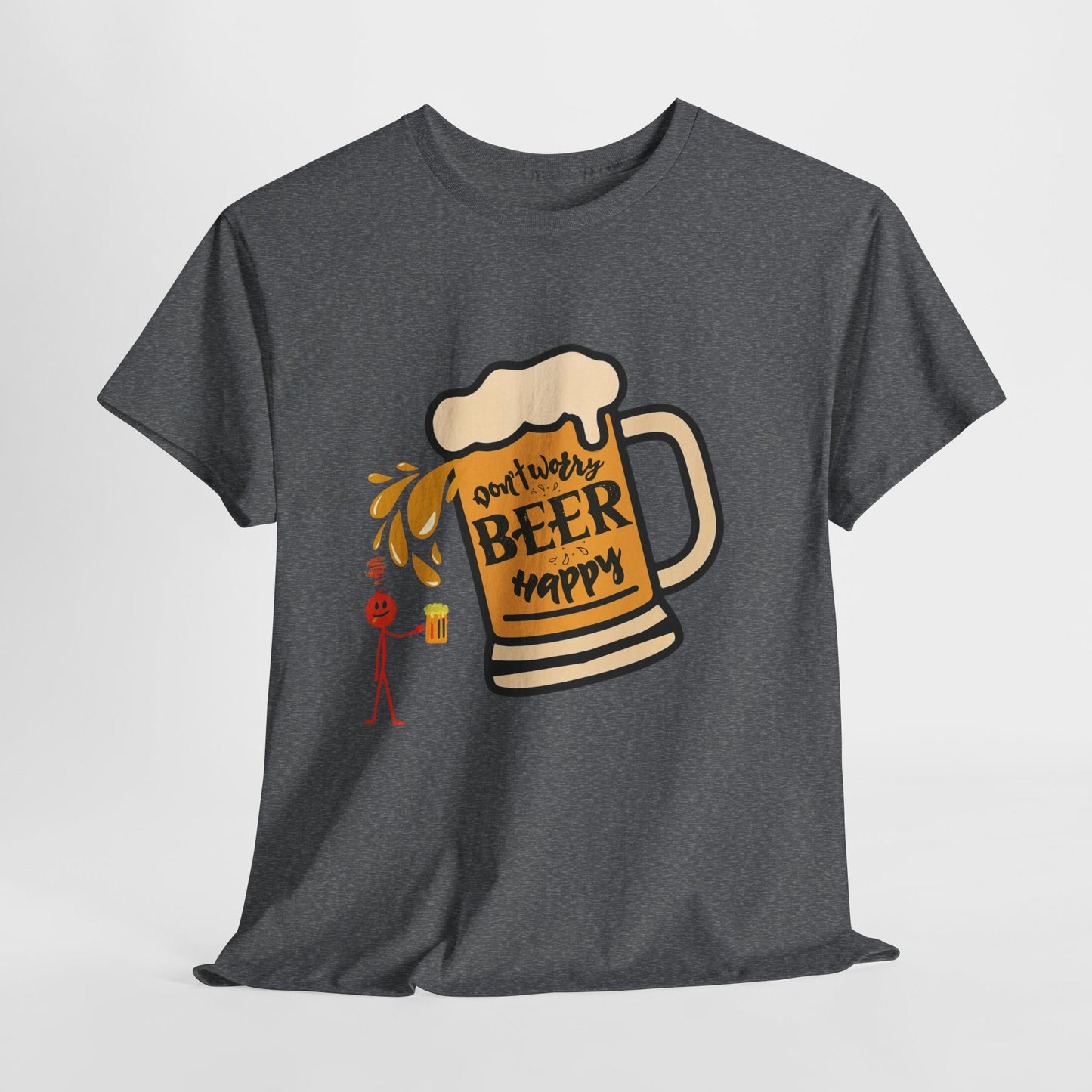 Beer Mug T‑Shirt — 'Don't Worry Beer Happy' Funny Drinking Tee