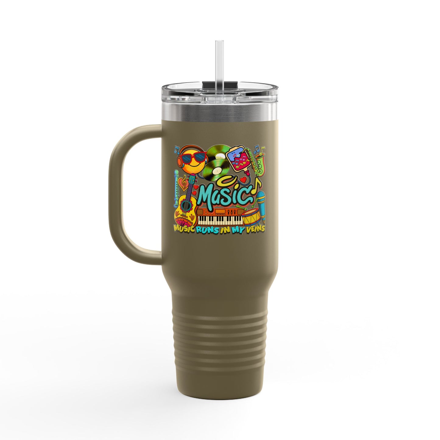 🎶🔥 Music Runs In My Veins 40oz Travel Mug 🚗☕
