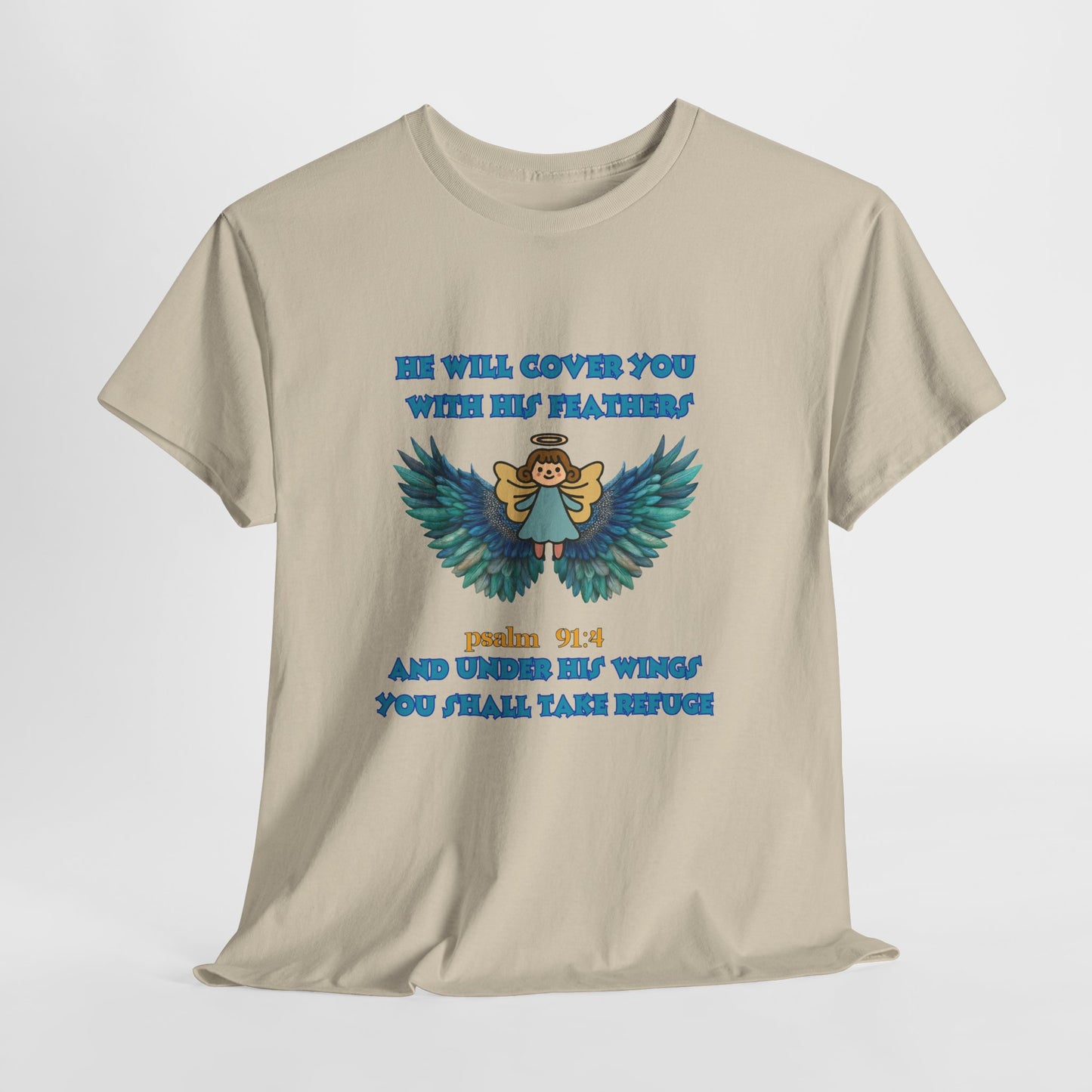 Psalm 91 Angel Wings T-Shirt — "He Will Cover You With His Feathers" Christian Tee