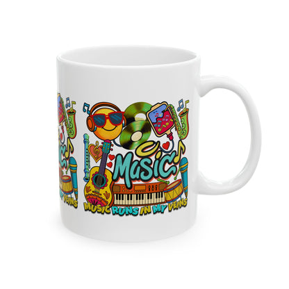 🎶☕ Music Runs In My Veins Mug 🎧✨— Colorful Music Lover mug (11oz, 15oz)