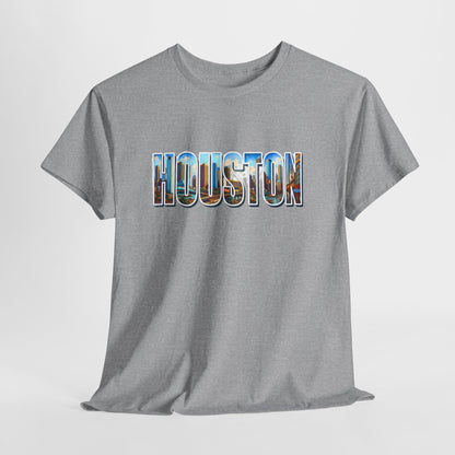 🌆 Houston Photo-Block Skyline Tee – Bold City Pride Shirt 🤘