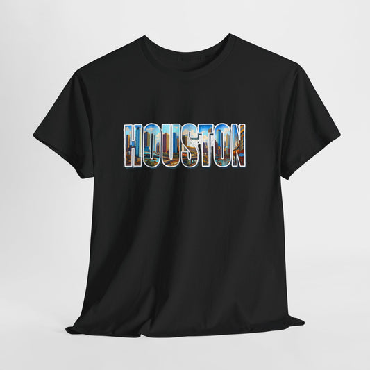🌆 Houston Photo-Block Skyline Tee – Bold City Pride Shirt 🤘