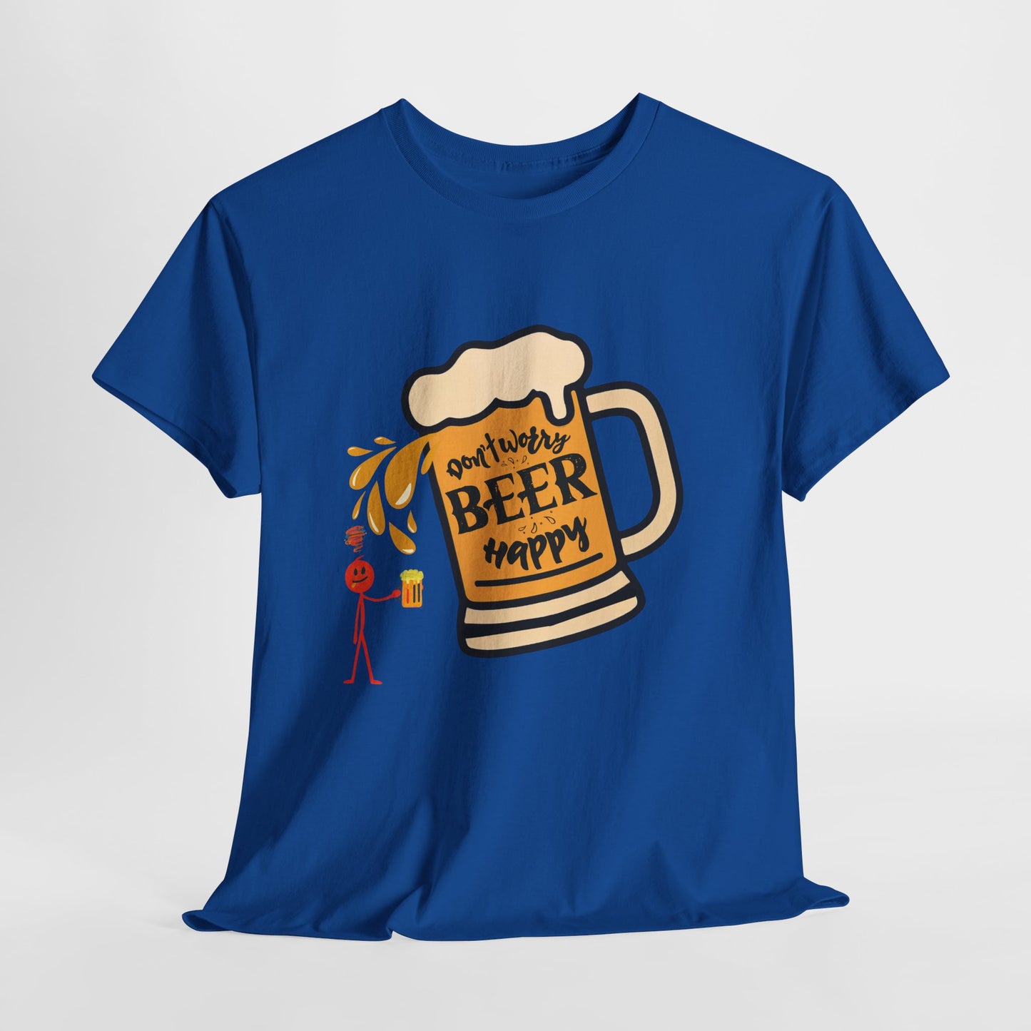 Beer Mug T‑Shirt — 'Don't Worry Beer Happy' Funny Drinking Tee