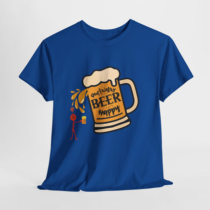 Beer Mug T‑Shirt — 'Don't Worry Beer Happy' Funny Drinking Tee