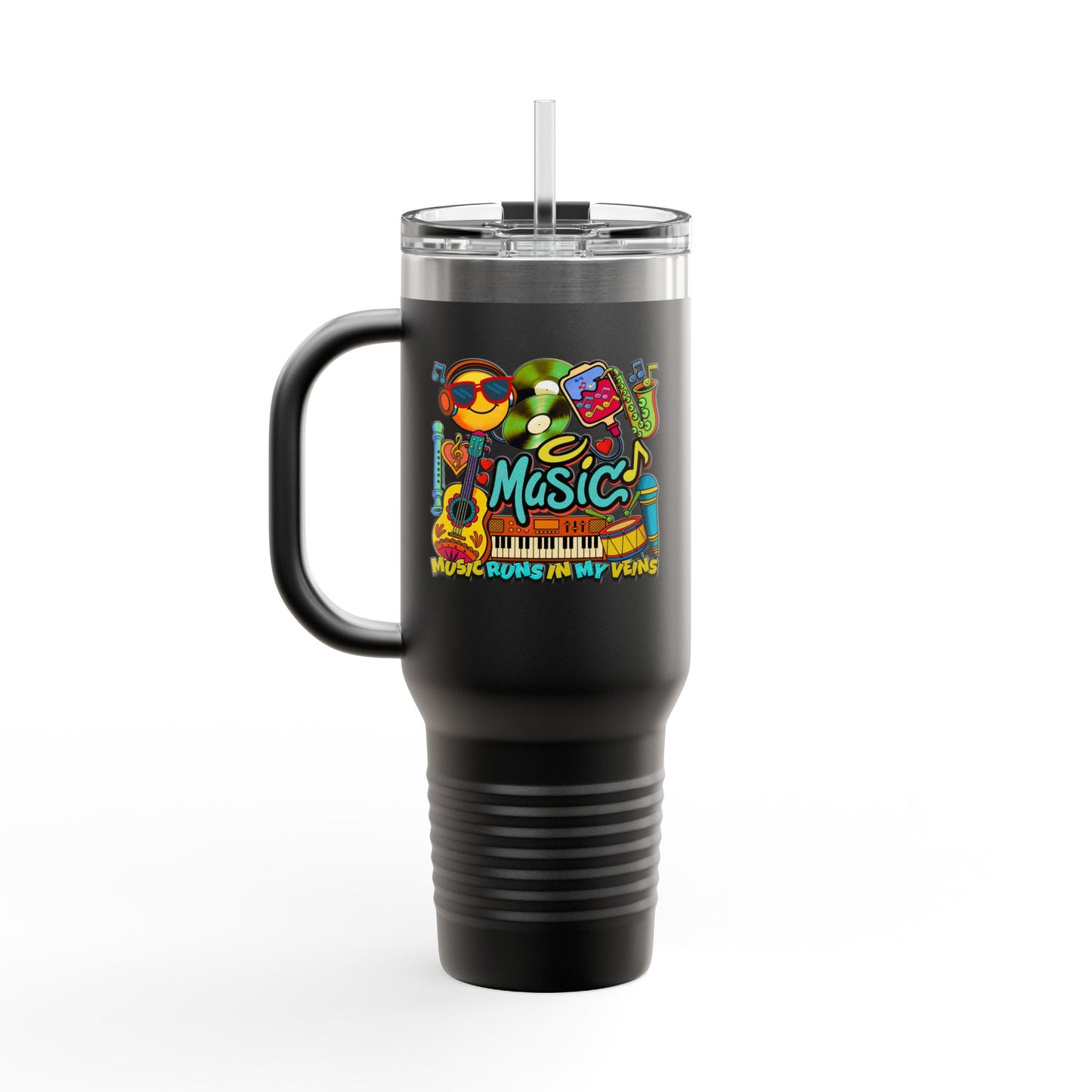 🎶🔥 Music Runs In My Veins 40oz Travel Mug 🚗☕