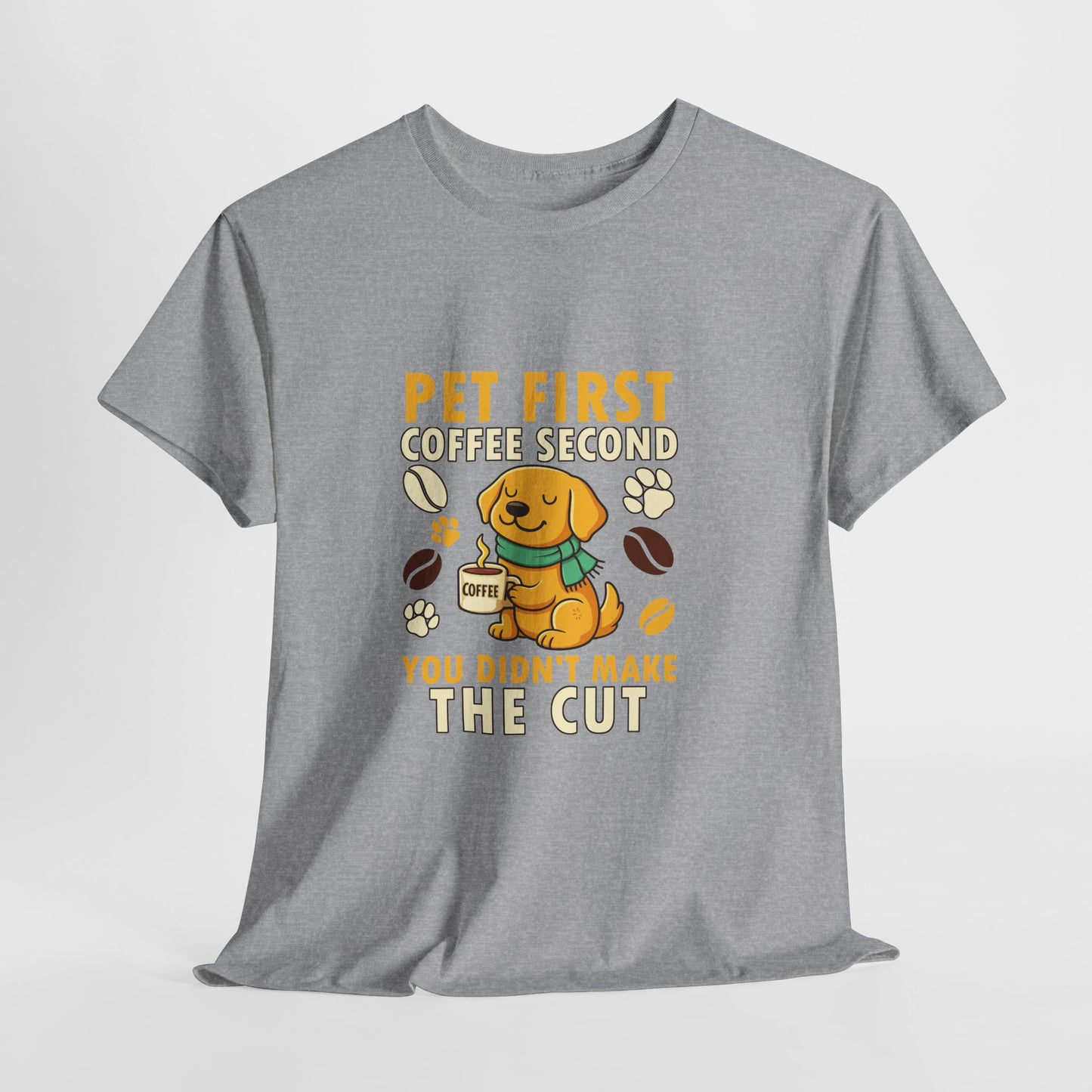 Pet First Coffee Second T‑Shirt — Cute Dog Lover Coffee Tee 🐾