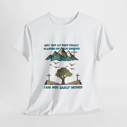 Christian Roots Tee — "He's Got My Foot Firmly Planted on Solid Ground" Faith T‑Shirt