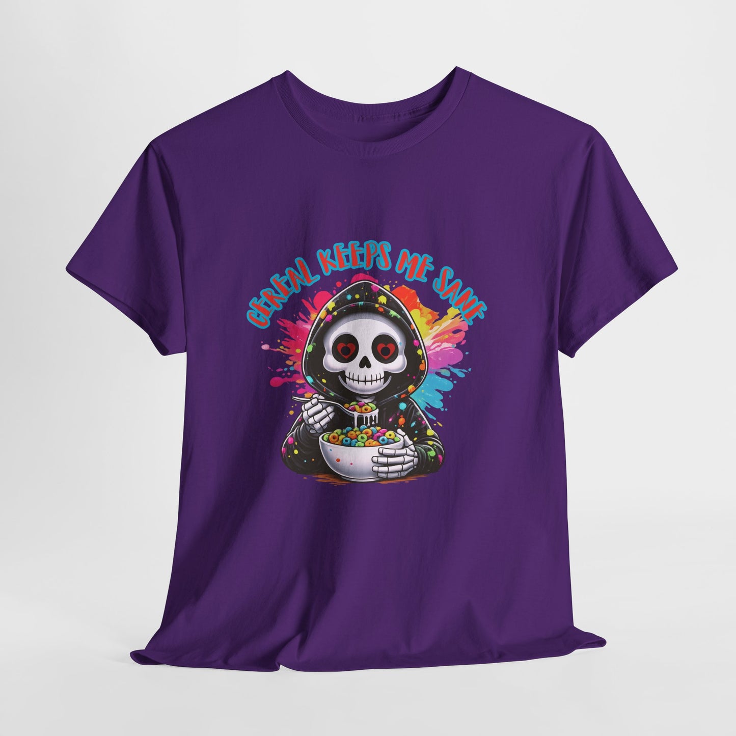 ☕💀 Cereal Keeps Me Sane – Funny Skull Coffee Lover Graphic Tee 😅