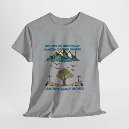 Christian Roots Tee — "He's Got My Foot Firmly Planted on Solid Ground" Faith T‑Shirt
