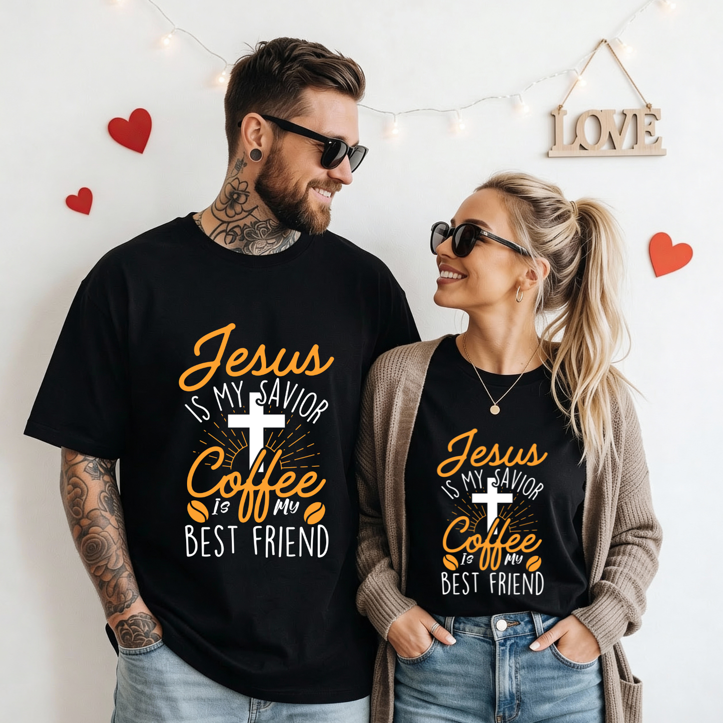 Christian Coffee T-Shirt — "Jesus is My Savior, Coffee is My Best Friend" Graphic Tee