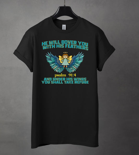 🕊️✨ Covered & Protected – Psalm 91:4 Faith Christian Tee ✨🕊️