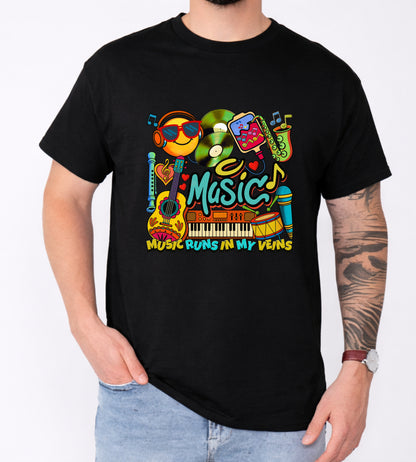 🎧✨ Turn Up the Vibe and the Volume – Music Runs in My Veins UNISEX Tee ✨🎶