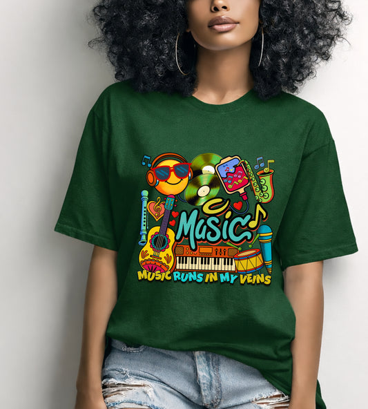 🎧✨ Turn Up the Vibe and the Volume – Music Runs in My Veins UNISEX Tee ✨🎶
