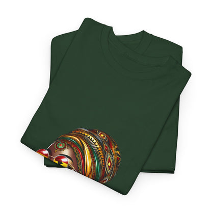 Afrocentric Headwrap T-Shirt — Colorful Black Queen Profile Tee