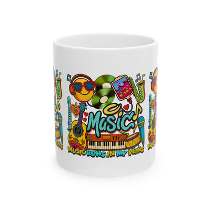 🎶☕ Music Runs In My Veins Mug 🎧✨— Colorful Music Lover mug (11oz, 15oz)