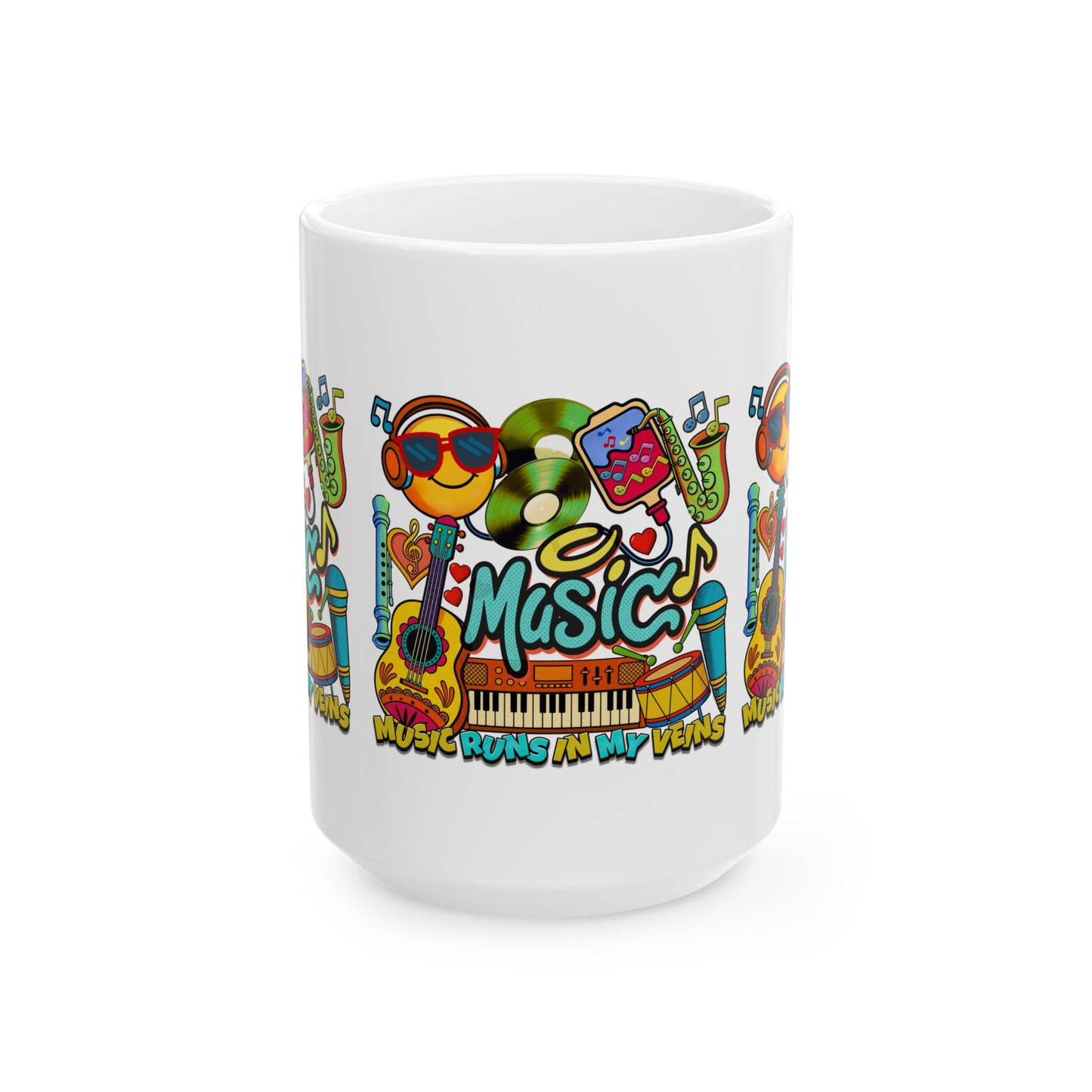 🎶☕ Music Runs In My Veins Mug 🎧✨— Colorful Music Lover mug (11oz, 15oz)