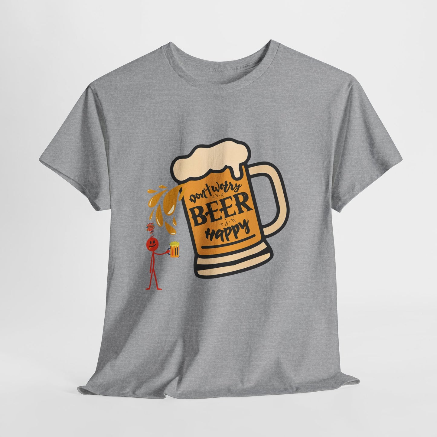 Beer Mug T‑Shirt — 'Don't Worry Beer Happy' Funny Drinking Tee