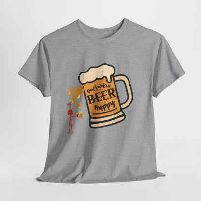 Beer Mug T‑Shirt — 'Don't Worry Beer Happy' Funny Drinking Tee