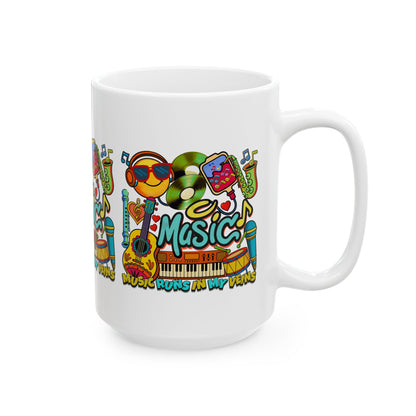 🎶☕ Music Runs In My Veins Mug 🎧✨— Colorful Music Lover mug (11oz, 15oz)