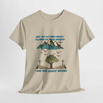 Christian Roots Tee — "He's Got My Foot Firmly Planted on Solid Ground" Faith T‑Shirt