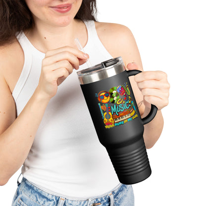 🎶🔥 Music Runs In My Veins 40oz Travel Mug 🚗☕