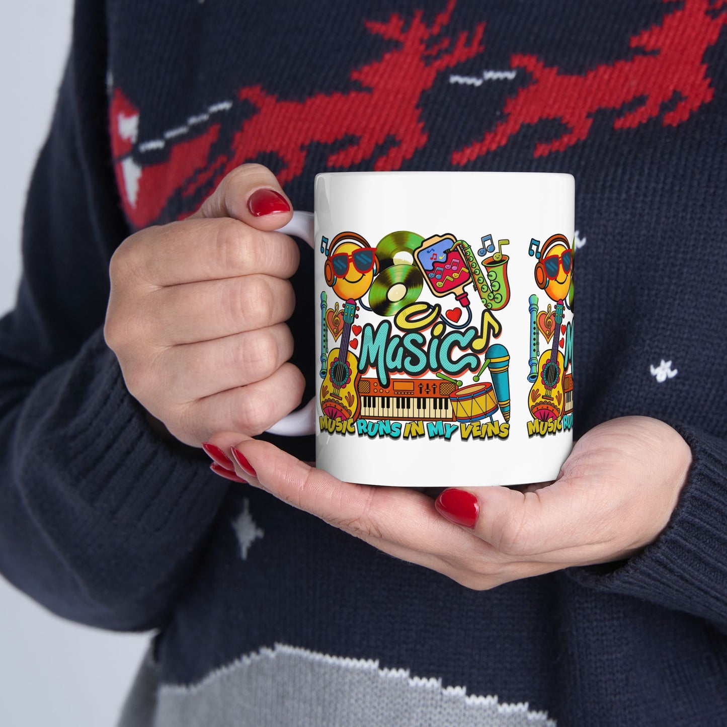 🎶☕ Music Runs In My Veins Mug 🎧✨— Colorful Music Lover mug (11oz, 15oz)