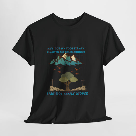 Christian Roots Tee — "He's Got My Foot Firmly Planted on Solid Ground" Faith T‑Shirt