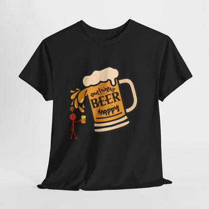 Beer Mug T‑Shirt — 'Don't Worry Beer Happy' Funny Drinking Tee