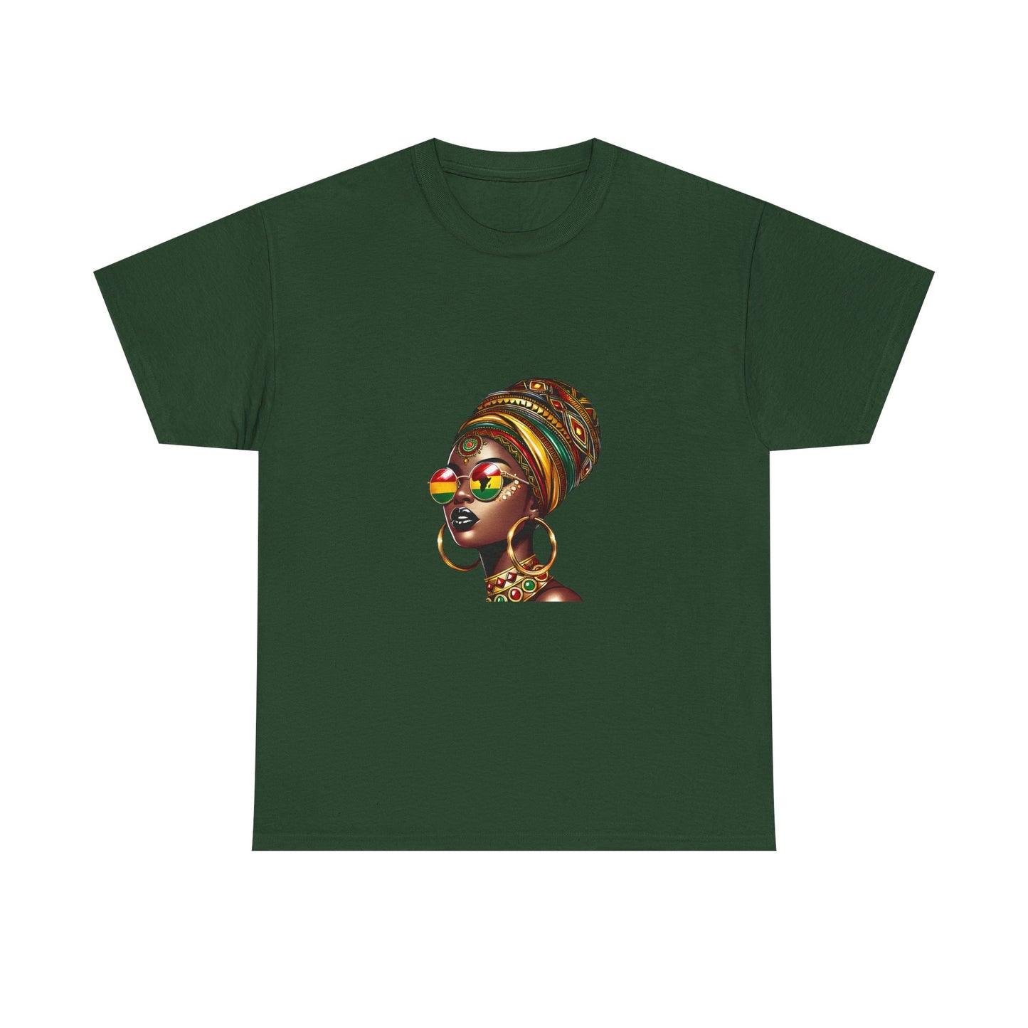 Afrocentric Headwrap T-Shirt — Colorful Black Queen Profile Tee