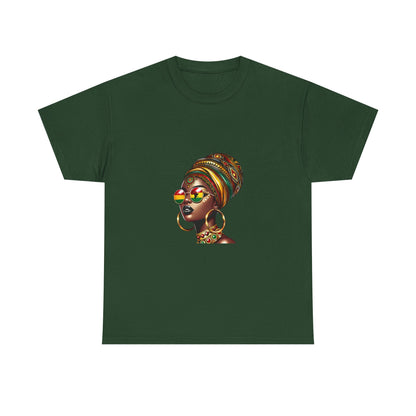 Afrocentric Headwrap T-Shirt — Colorful Black Queen Profile Tee