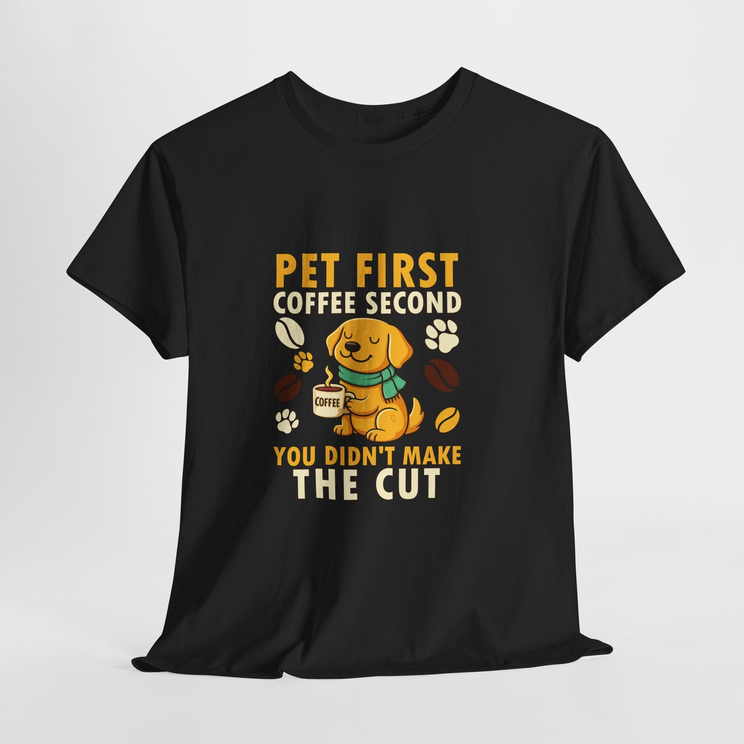 Pet First Coffee Second T‑Shirt — Cute Dog Lover Coffee Tee 🐾