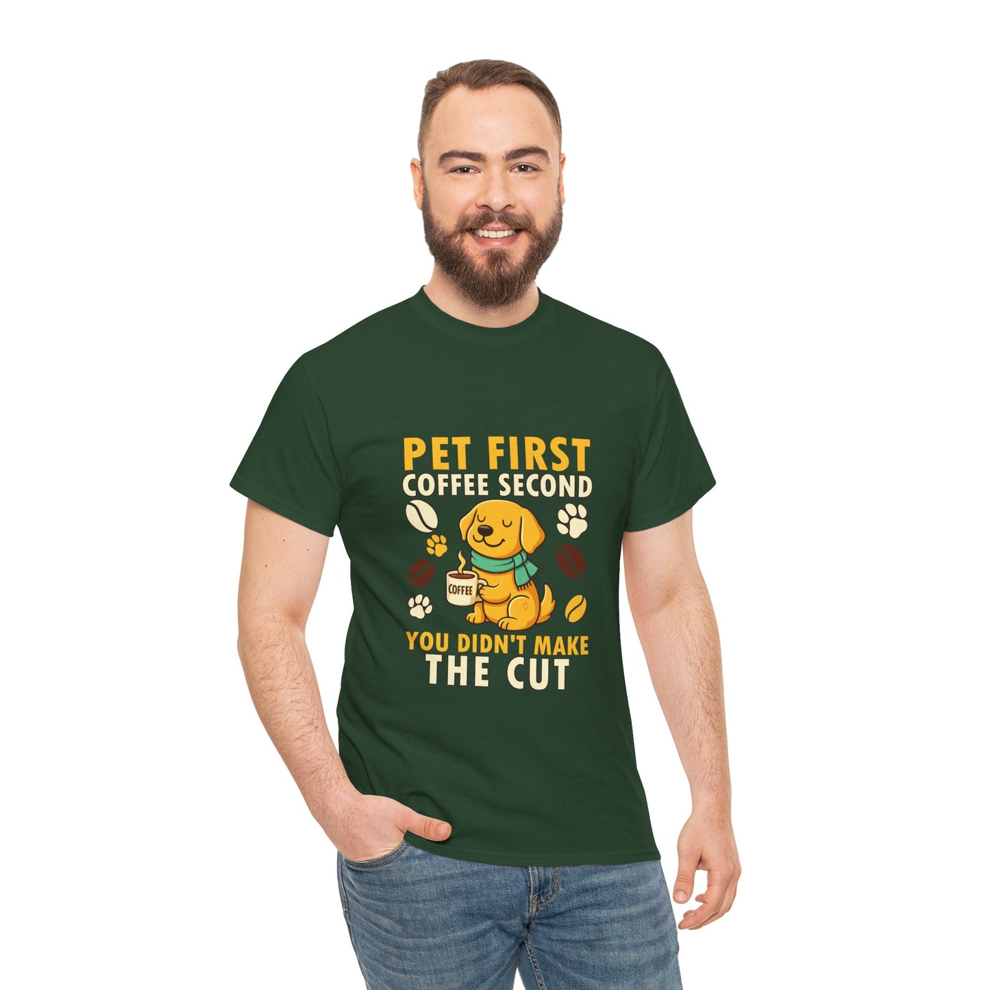 Pet First Coffee Second T‑Shirt — Cute Dog Lover Coffee Tee 🐾