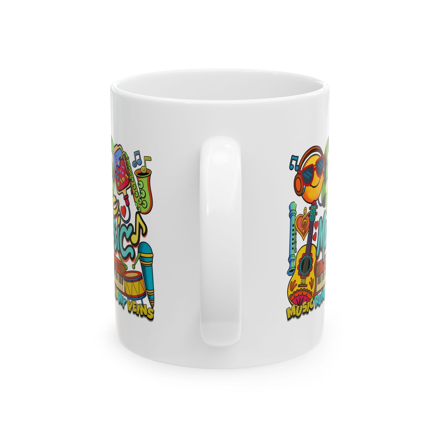 🎶☕ Music Runs In My Veins Mug 🎧✨— Colorful Music Lover mug (11oz, 15oz)