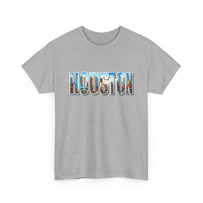 🌆 Houston Photo-Block Skyline Tee – Bold City Pride Shirt 🤘