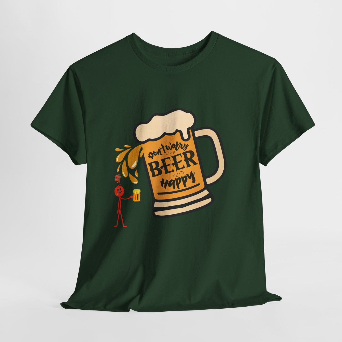 Beer Mug T‑Shirt — 'Don't Worry Beer Happy' Funny Drinking Tee