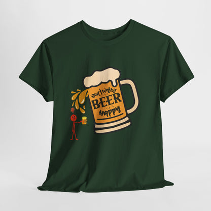 Beer Mug T‑Shirt — 'Don't Worry Beer Happy' Funny Drinking Tee