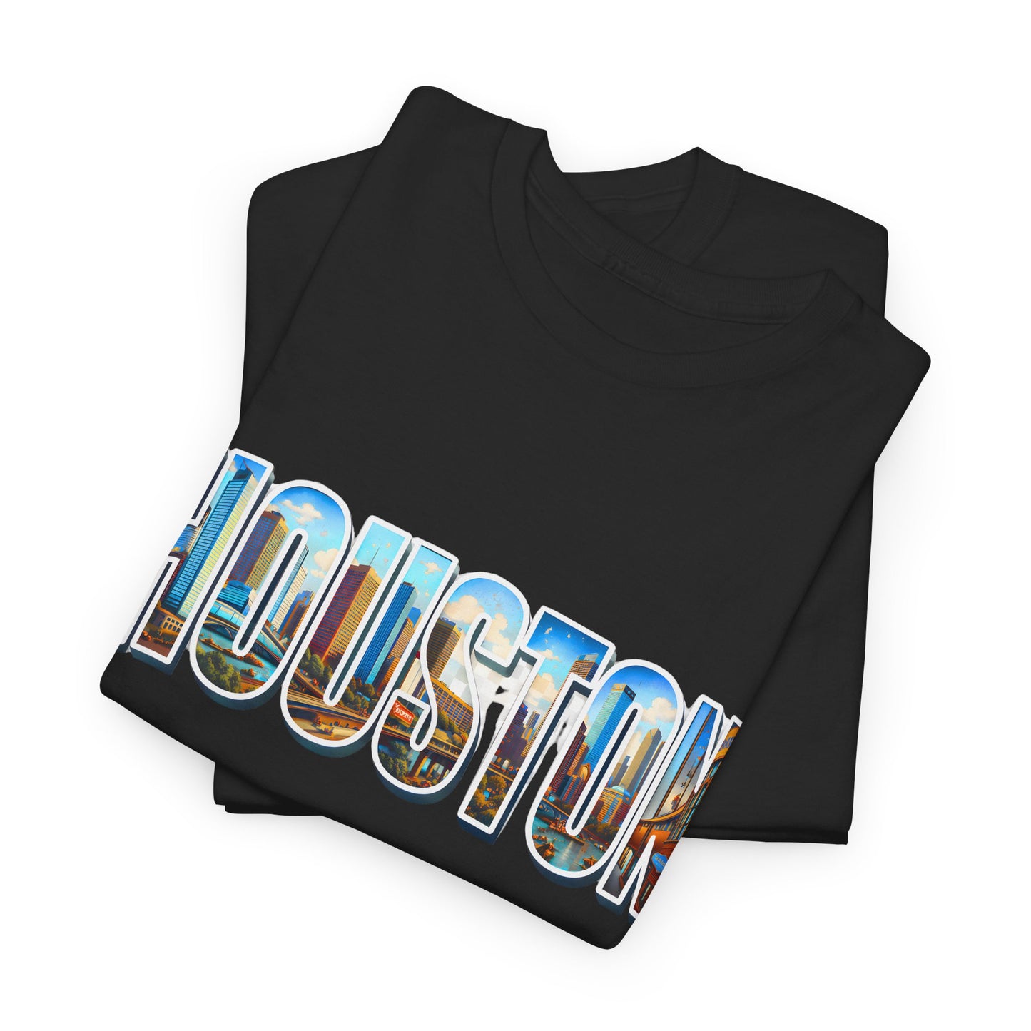 🌆 Houston Photo-Block Skyline Tee – Bold City Pride Shirt 🤘